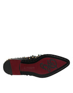 Dolce & Gabbana Black Leather Derby Dress Studded Shoes - Zeiniez