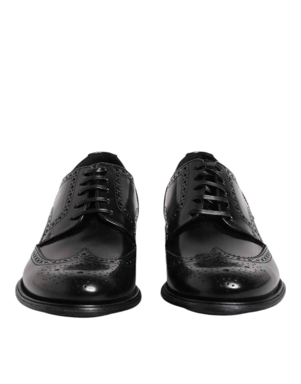 Dolce & Gabbana Black Leather Derby Wingtip Formal Shoes - Zeiniez