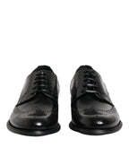 Dolce & Gabbana Black Leather Derby Wingtip Formal Shoes - Zeiniez