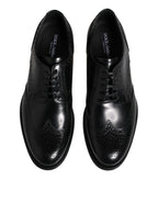 Dolce & Gabbana Black Leather Derby Wingtip Formal Shoes - Zeiniez