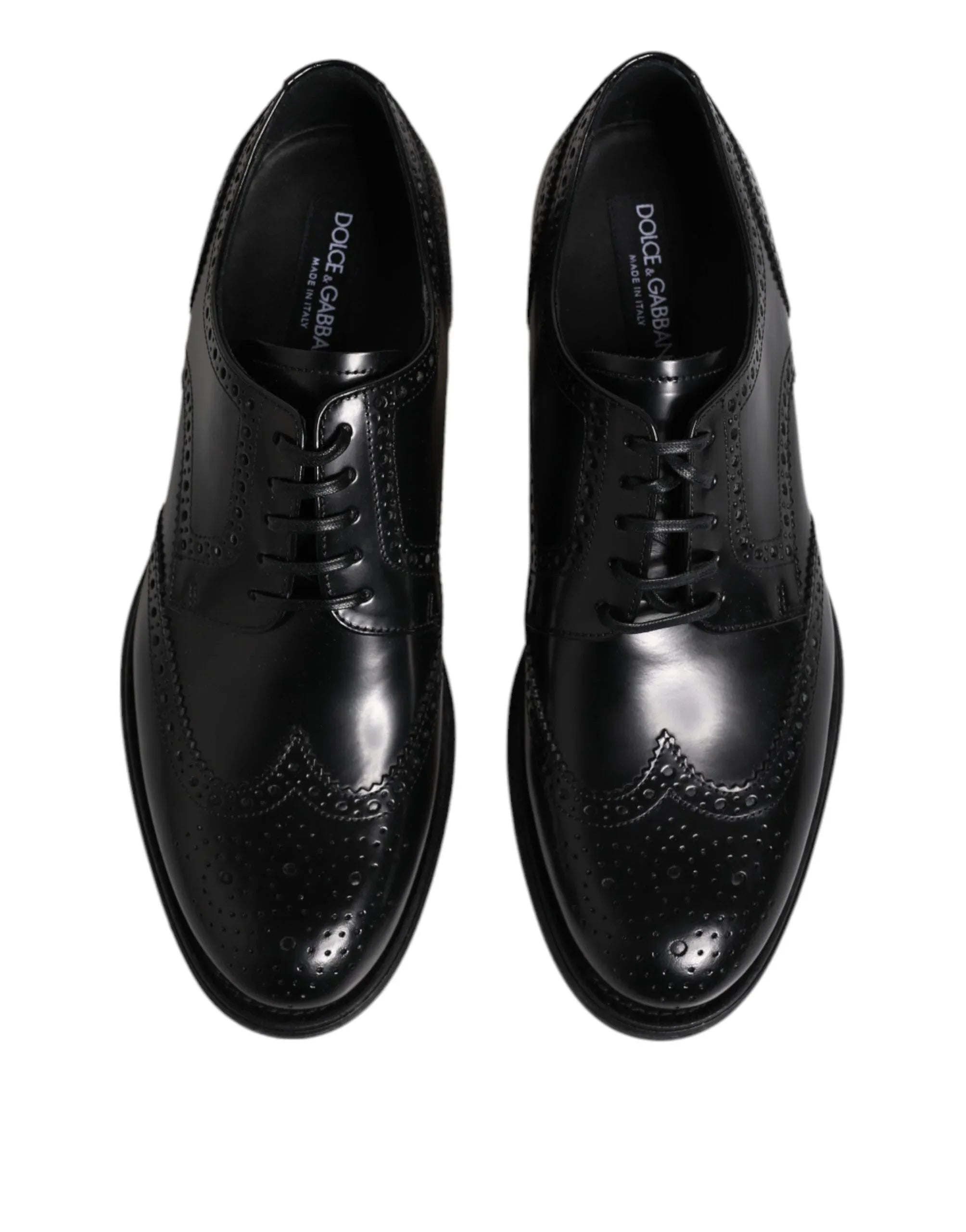 Dolce & Gabbana Black Leather Derby Wingtip Formal Shoes - Zeiniez