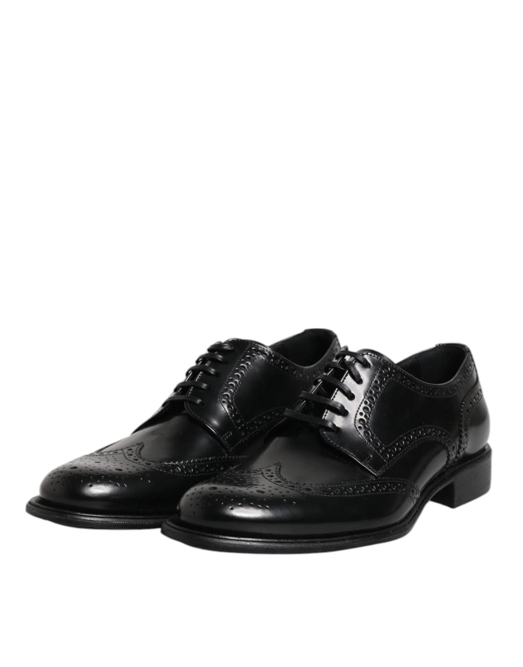Dolce & Gabbana Black Leather Derby Wingtip Formal Shoes - Zeiniez