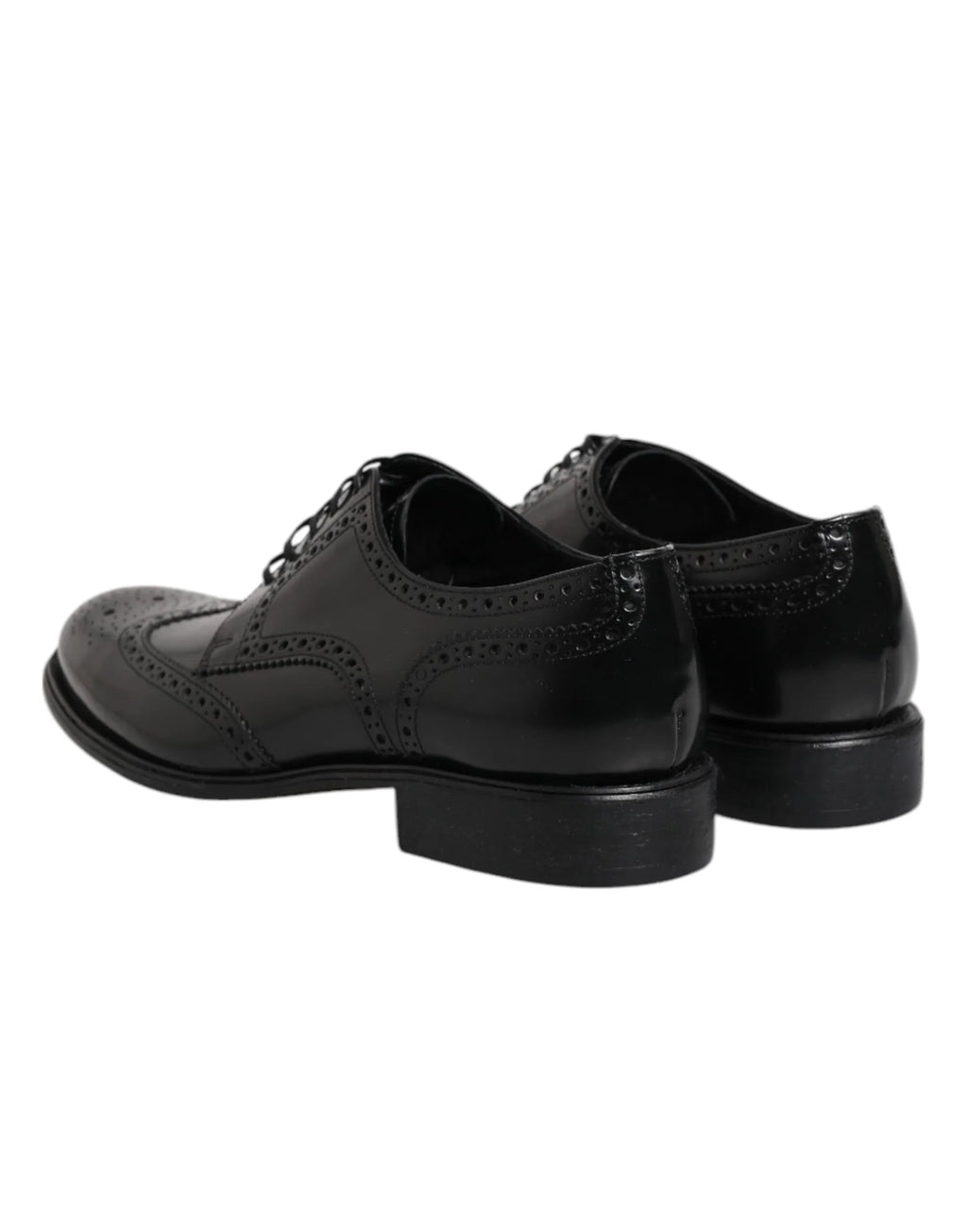 Dolce & Gabbana Black Leather Derby Wingtip Formal Shoes - Zeiniez
