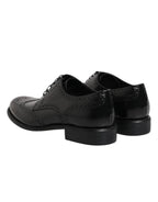 Dolce & Gabbana Black Leather Derby Wingtip Formal Shoes - Zeiniez