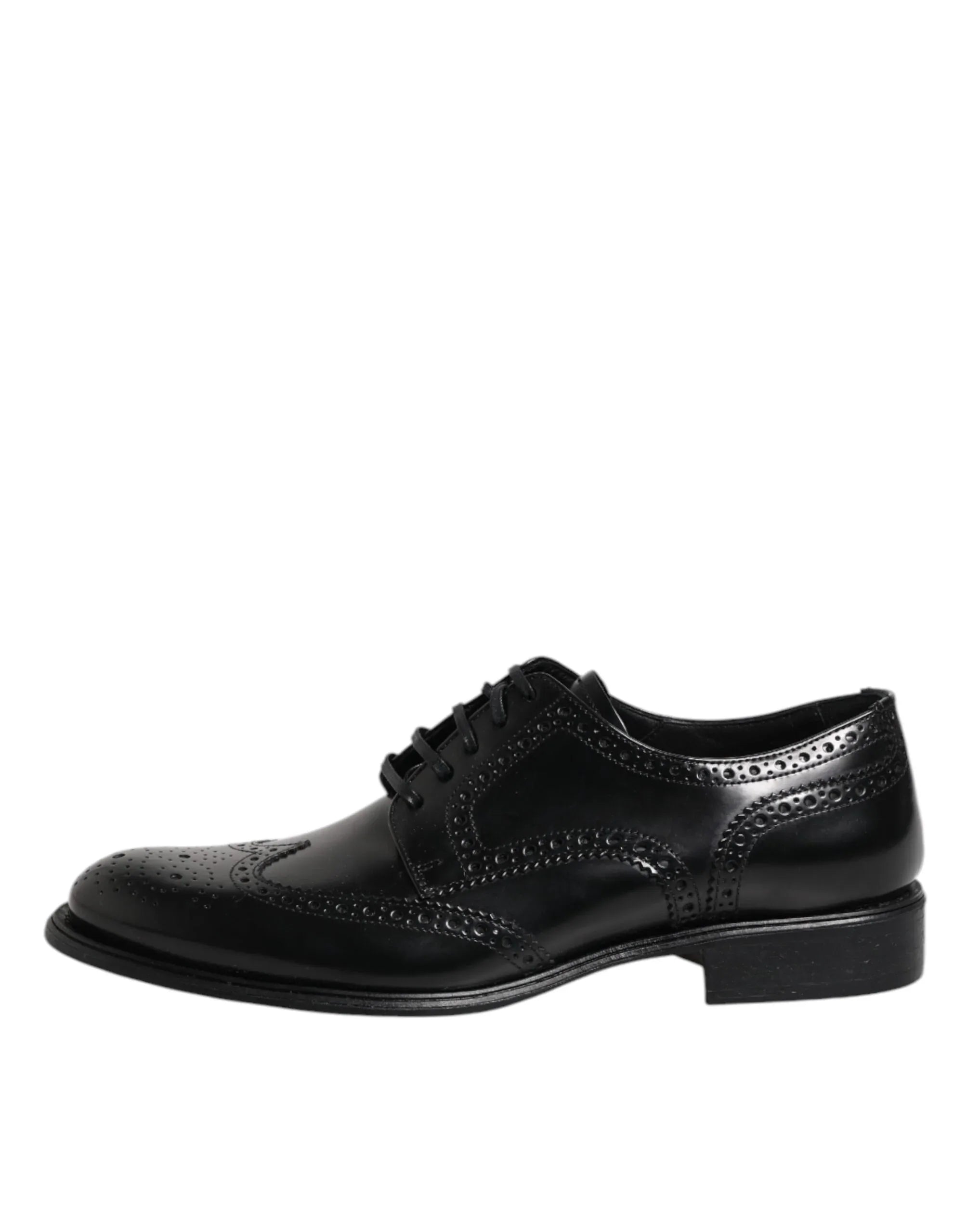 Dolce & Gabbana Black Leather Derby Wingtip Formal Shoes - Zeiniez