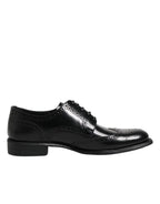 Dolce & Gabbana Black Leather Derby Wingtip Formal Shoes - Zeiniez