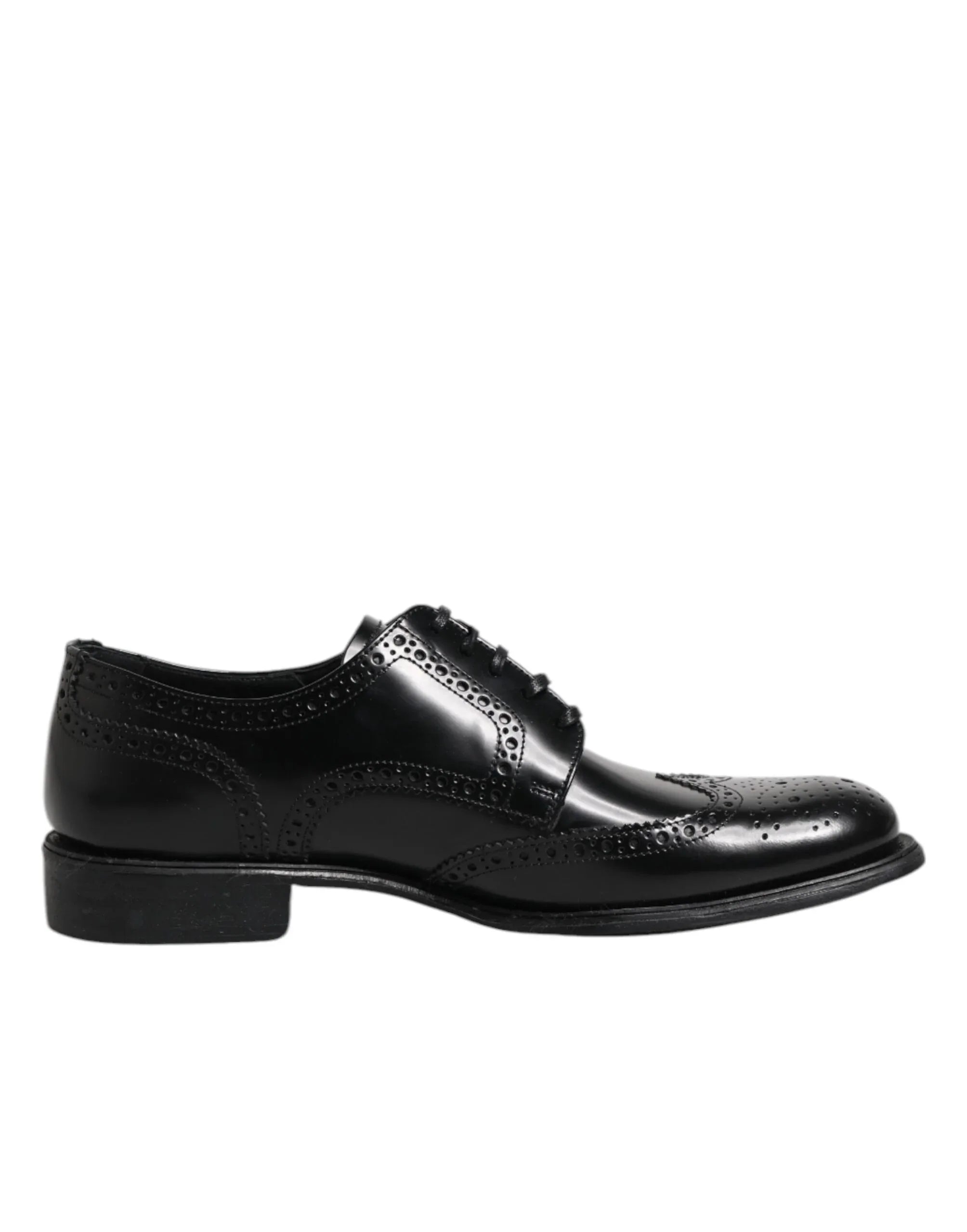 Dolce & Gabbana Black Leather Derby Wingtip Formal Shoes - Zeiniez