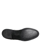 Dolce & Gabbana Black Leather Derby Wingtip Formal Shoes - Zeiniez