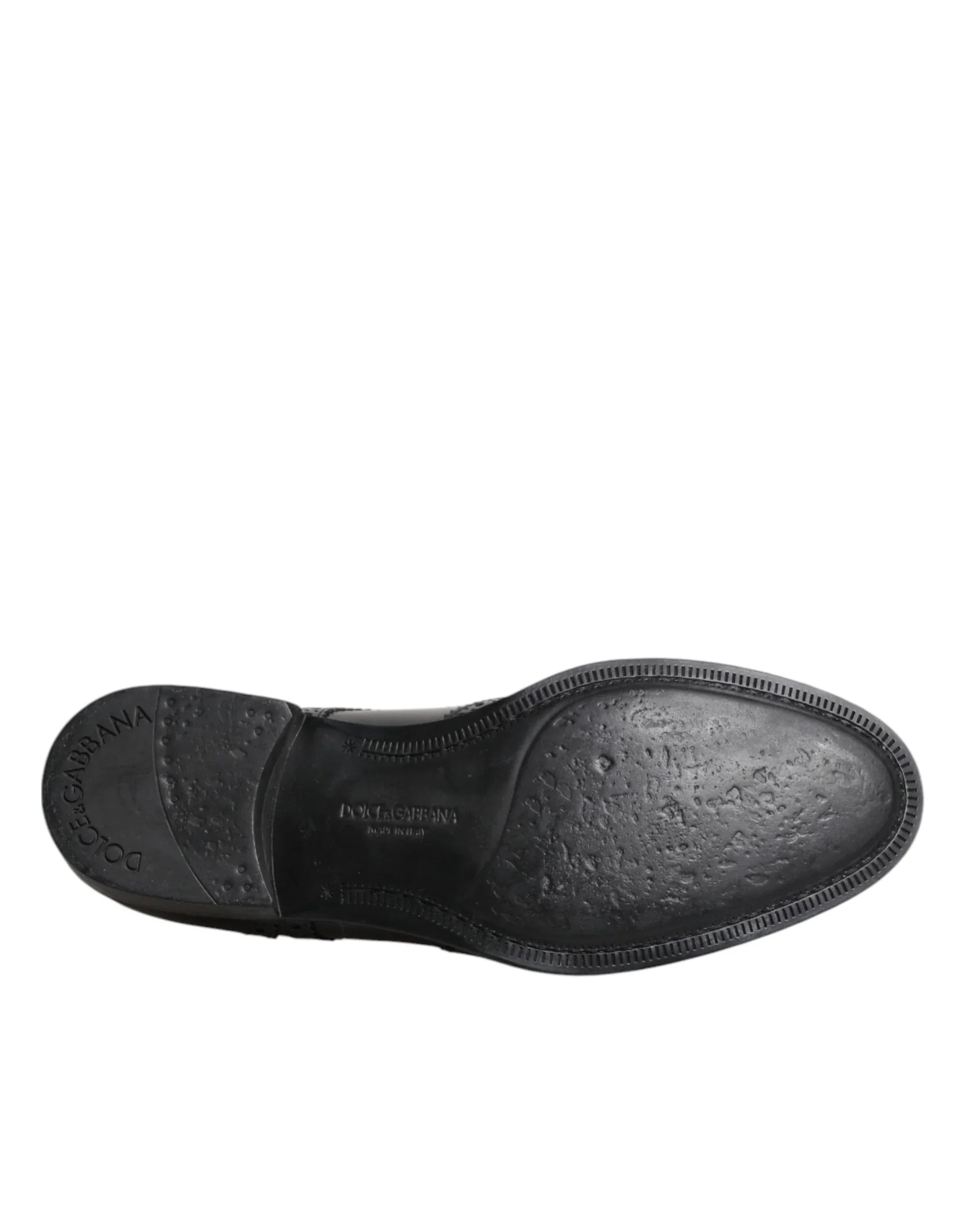 Dolce & Gabbana Black Leather Derby Wingtip Formal Shoes - Zeiniez