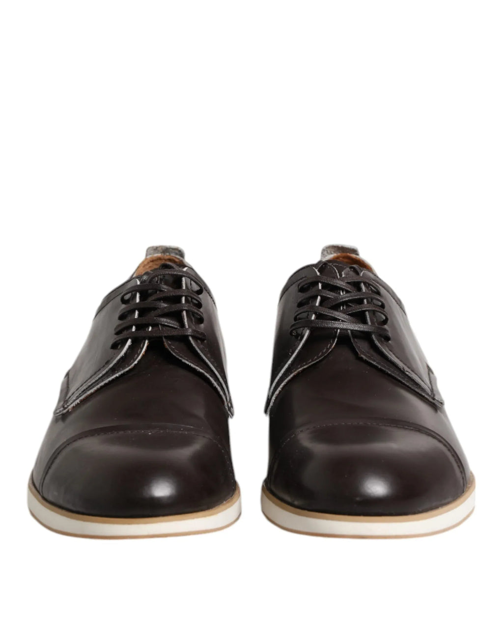 Pollini Dark Brown Leather Derby Lace Up Dress Formal Shoes - Zeiniez