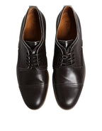 Pollini Dark Brown Leather Derby Lace Up Dress Formal Shoes - Zeiniez