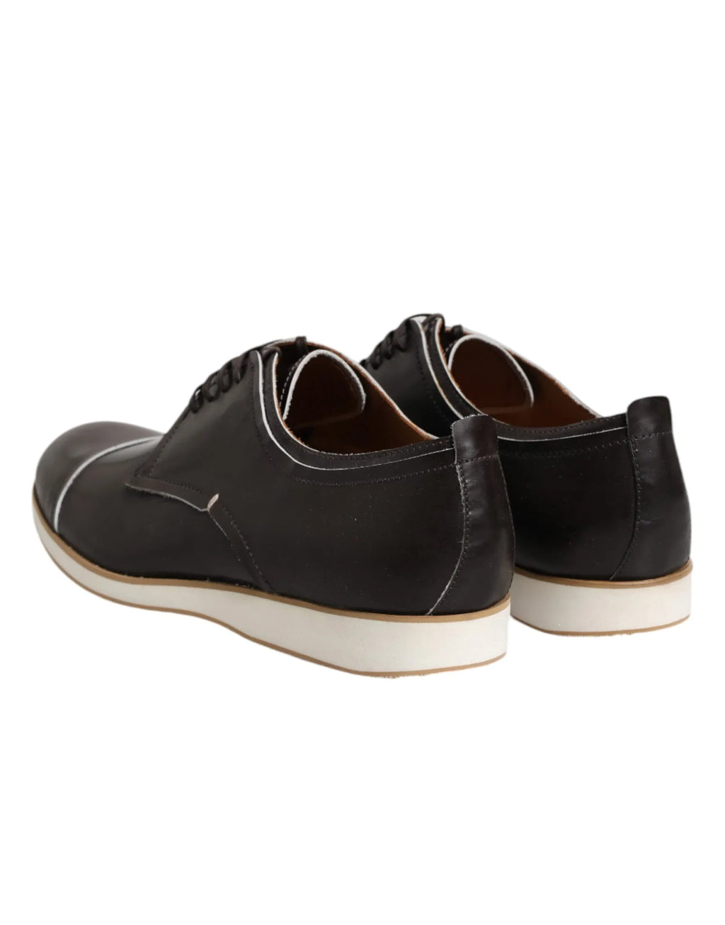 Pollini Dark Brown Leather Derby Lace Up Dress Formal Shoes - Zeiniez