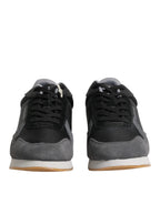 Trussardi Black Gray Lace Up Low Top Casual Sneakers Shoes - Zeiniez