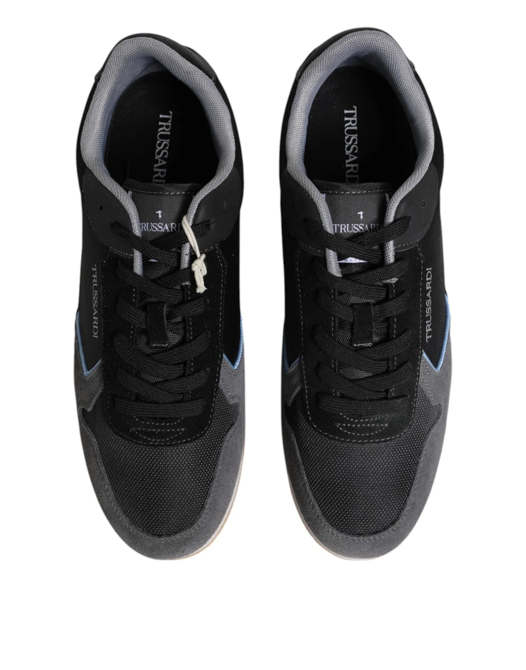 Trussardi Black Gray Lace Up Low Top Casual Sneakers Shoes - Zeiniez