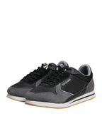 Trussardi Black Gray Lace Up Low Top Casual Sneakers Shoes - Zeiniez