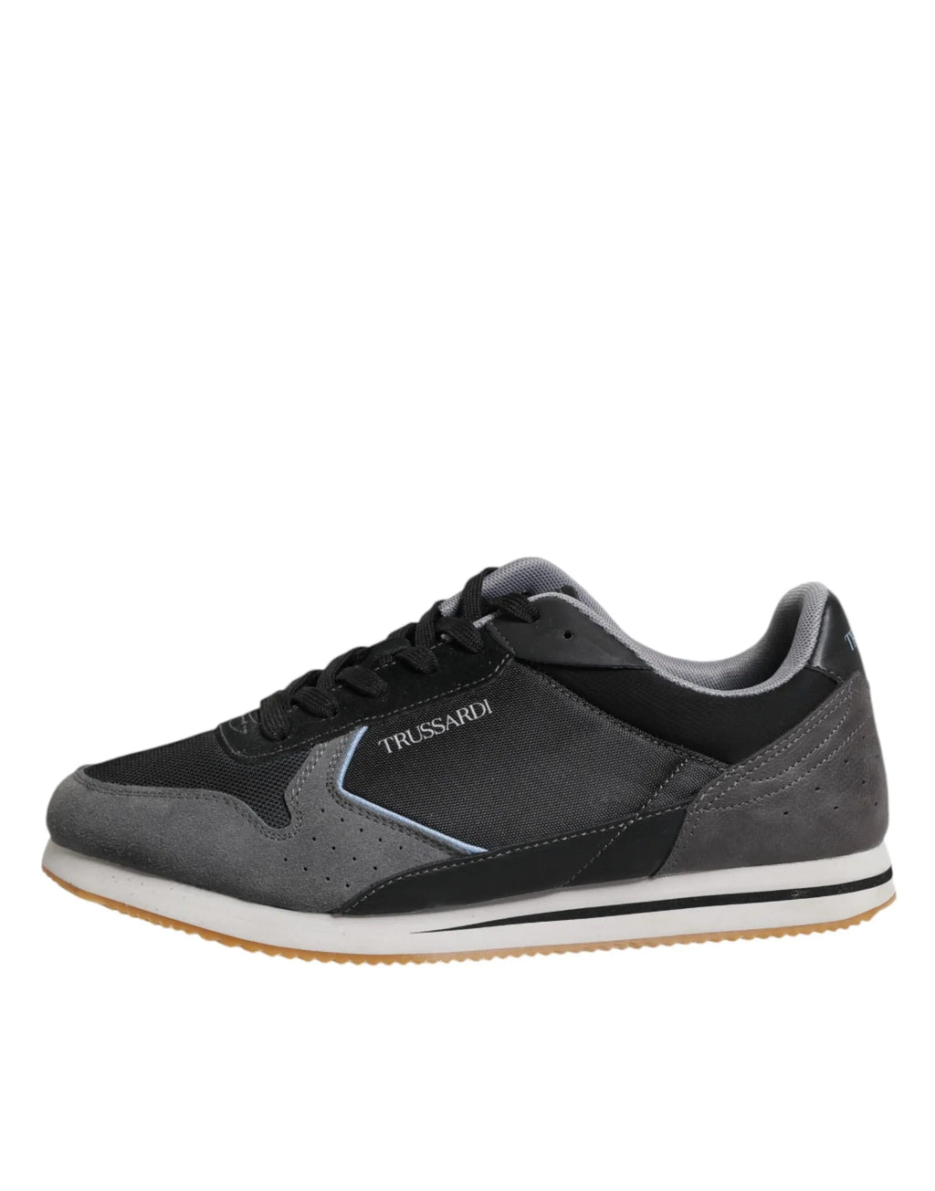 Trussardi Black Gray Lace Up Low Top Casual Sneakers Shoes - Zeiniez