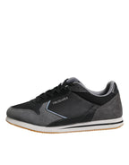 Trussardi Black Gray Lace Up Low Top Casual Sneakers Shoes - Zeiniez