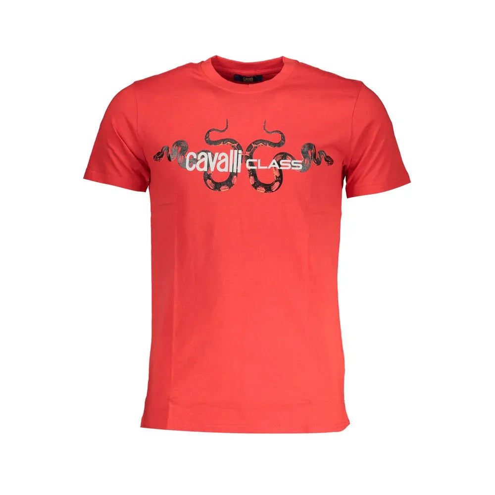 Cavalli Class Rosso Cotton Men T-Shirt - Zeiniez