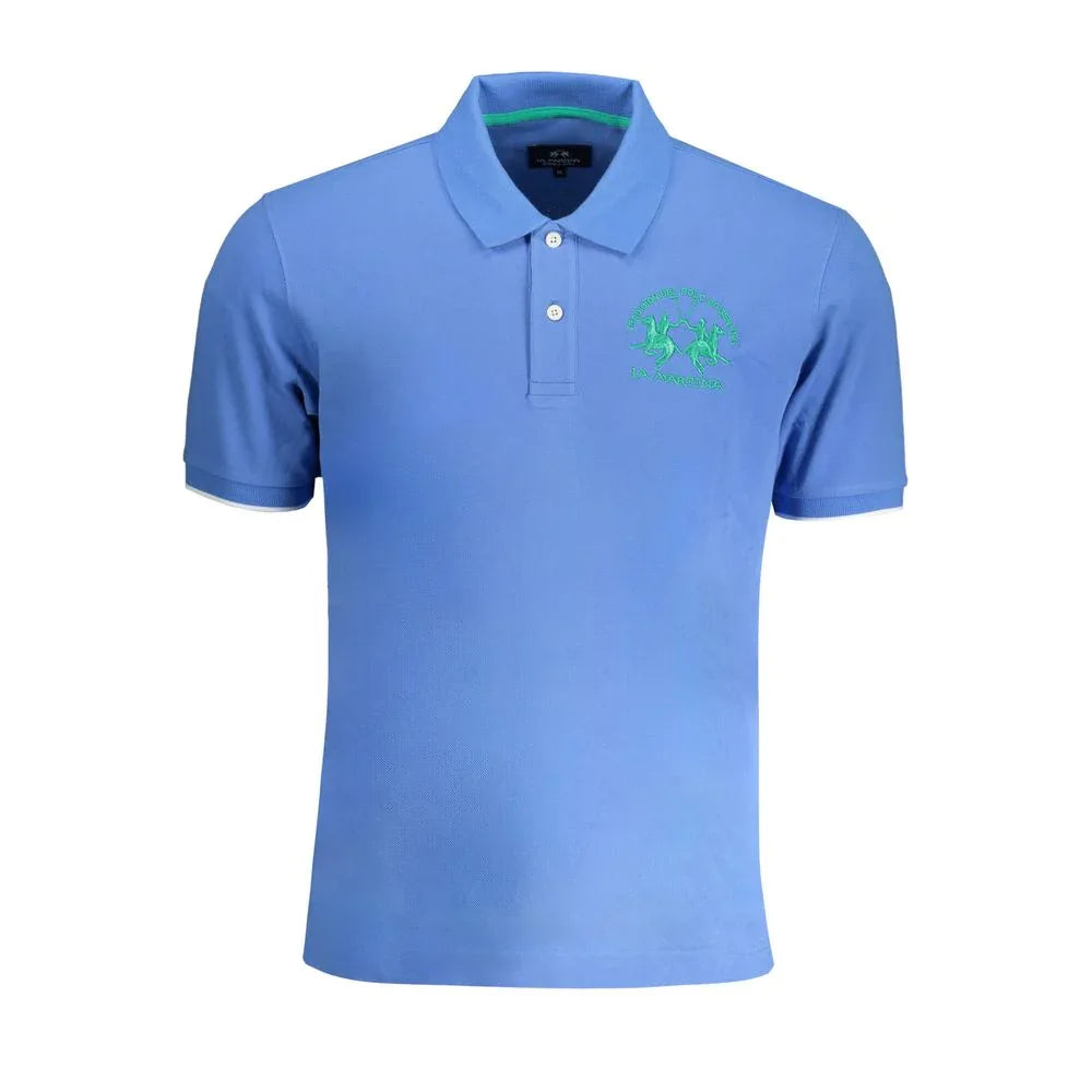 La Martina Blue Cotton Men Polo Shirt - Zeiniez