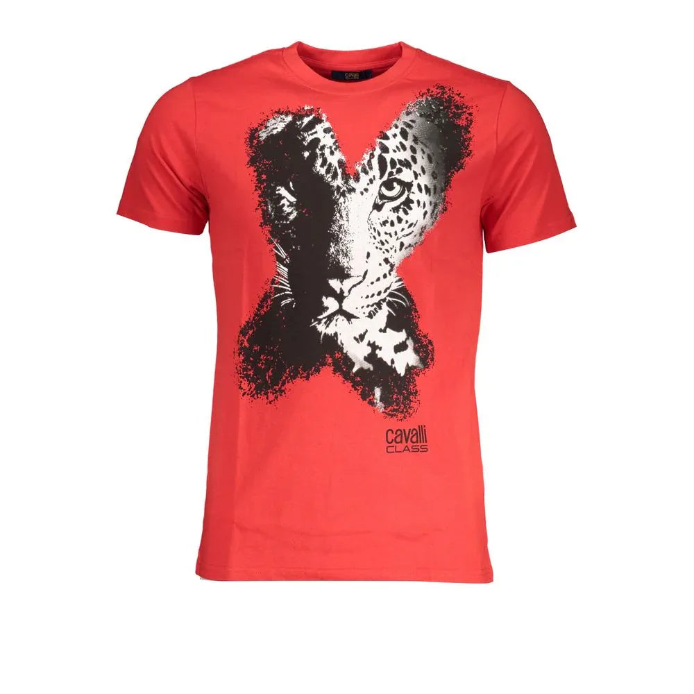 Cavalli Class Rosso Cotton Mens T-Shirt - Zeiniez