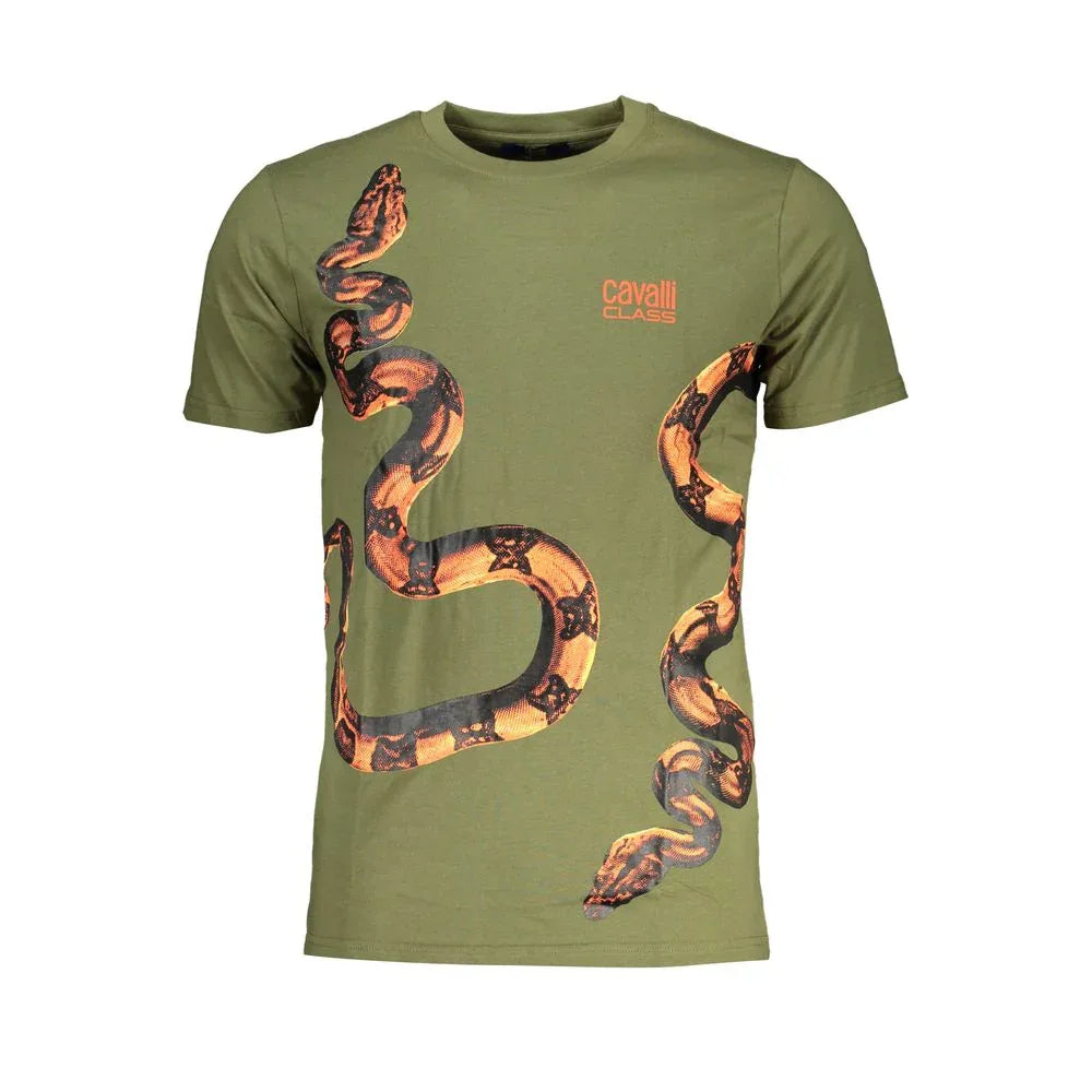 Cavalli Class Verde Cotton Mens T-Shirt - Zeiniez