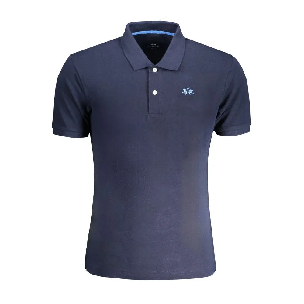 La Martina Blue Cotton Men Polo Shirt - Zeiniez
