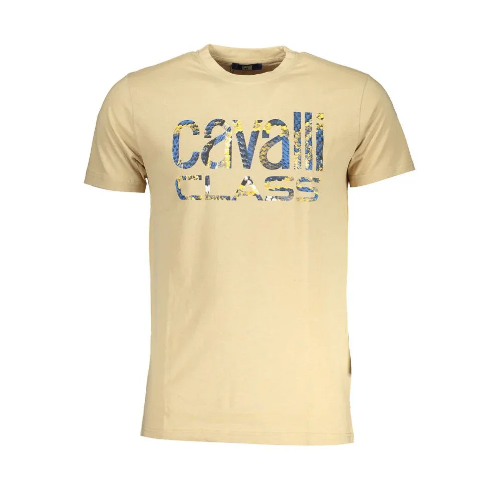 Cavalli Class Beige Cotton Men T-Shirt - Zeiniez