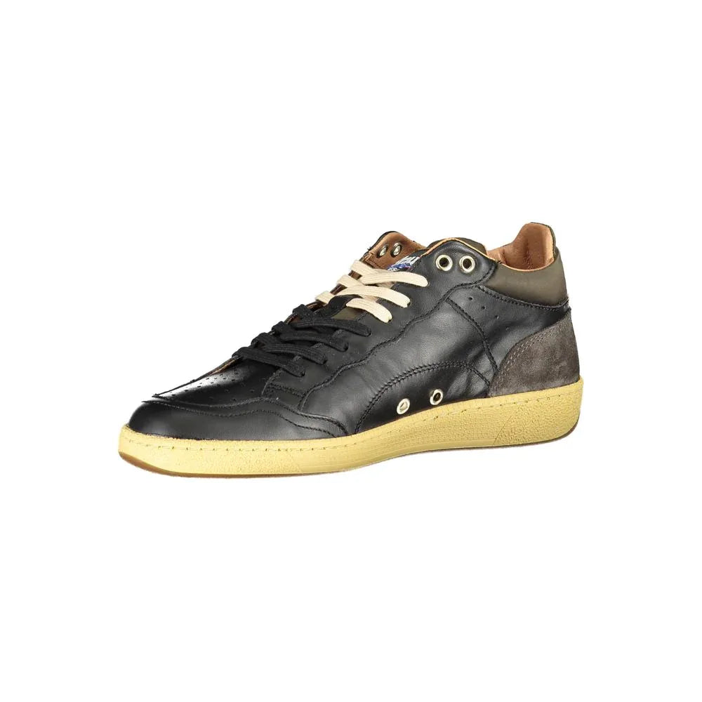 Blauer Sleek Black Lace-Up Sneakers with Contrast Details - Zeiniez