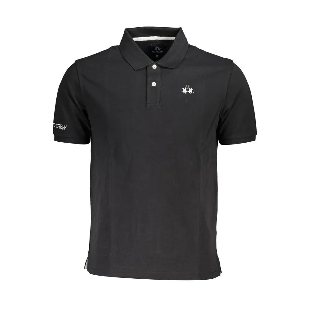 La Martina Black Cotton Men Polo Shirt - Zeiniez