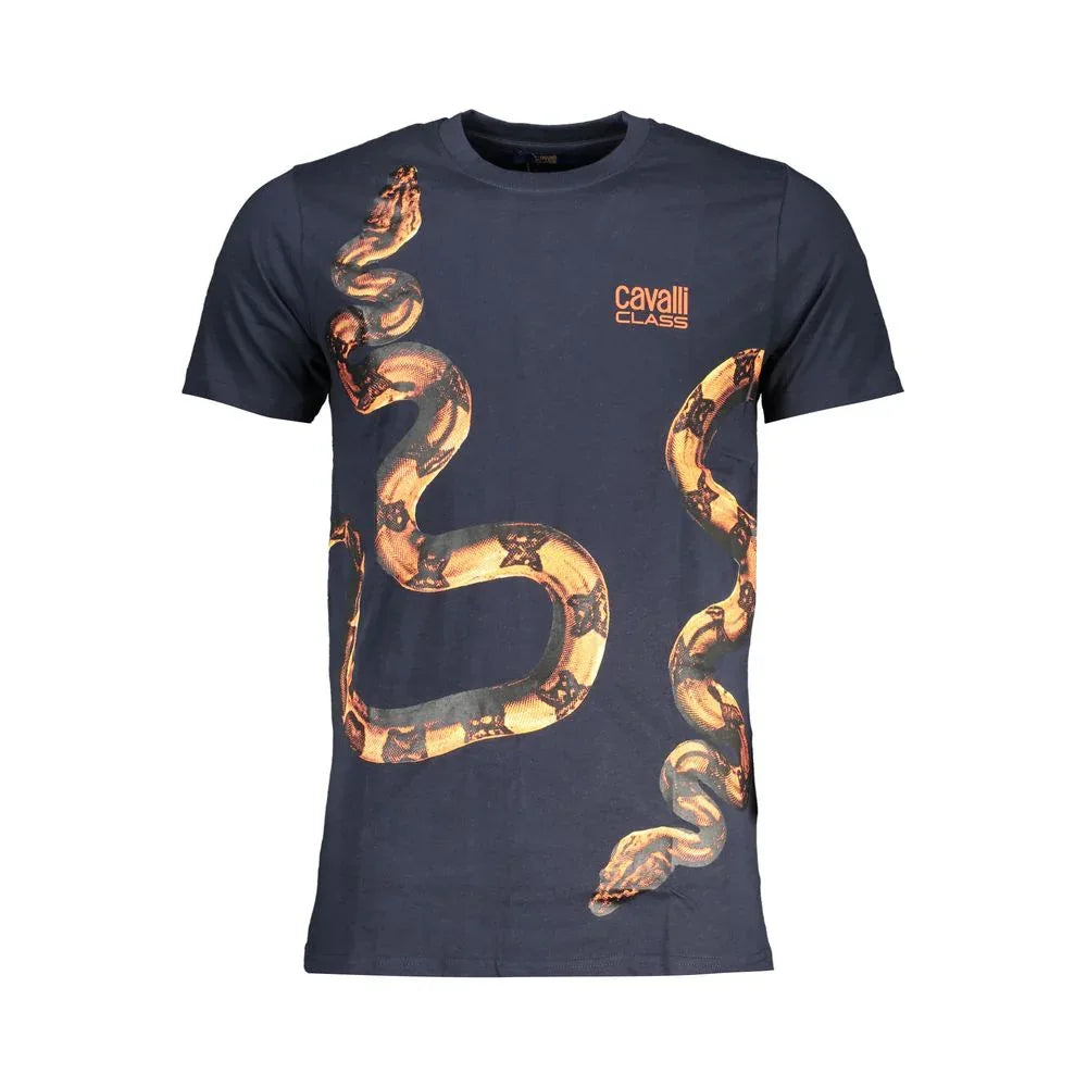 Cavalli Class Blu Cotton Mens T-Shirt - Zeiniez