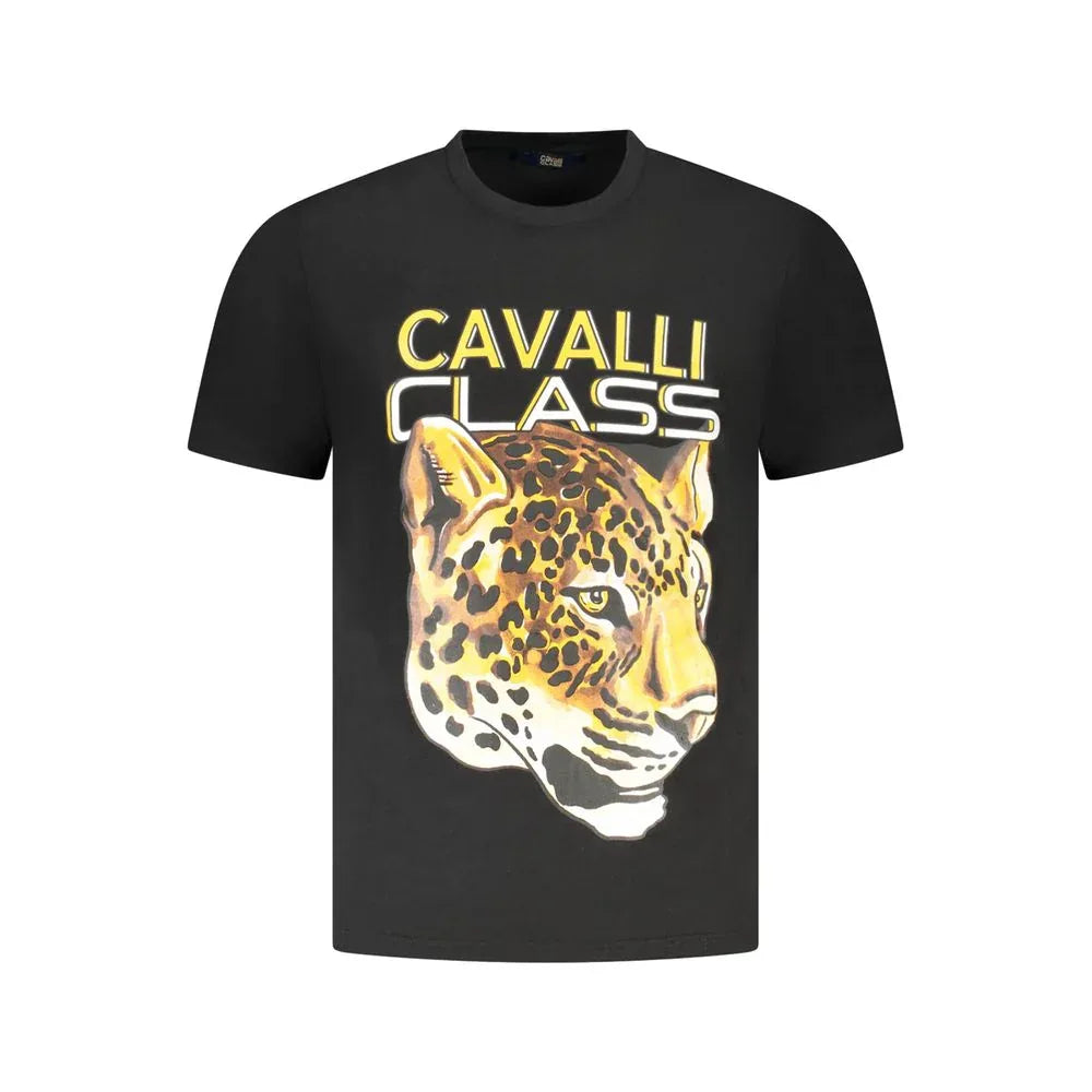Cavalli Class Black Cotton Men T-Shirt - Zeiniez