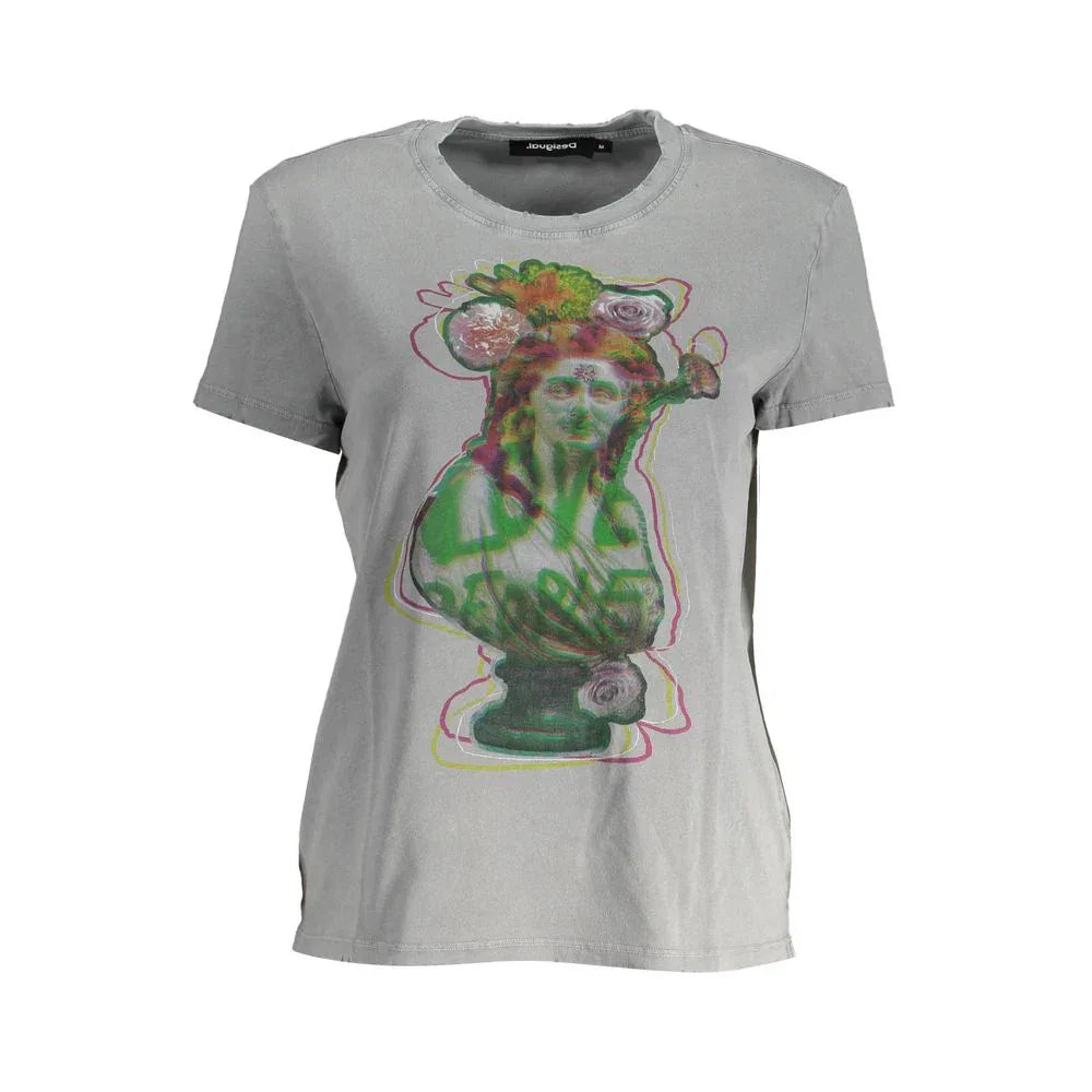 Desigual Gray Cotton Women T-Shirt - Zeiniez