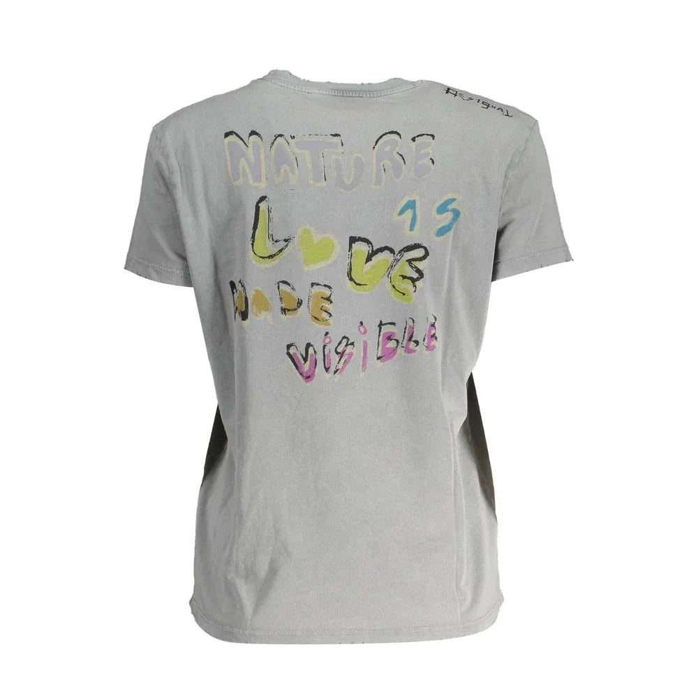 Desigual Gray Cotton Women T-Shirt - Zeiniez