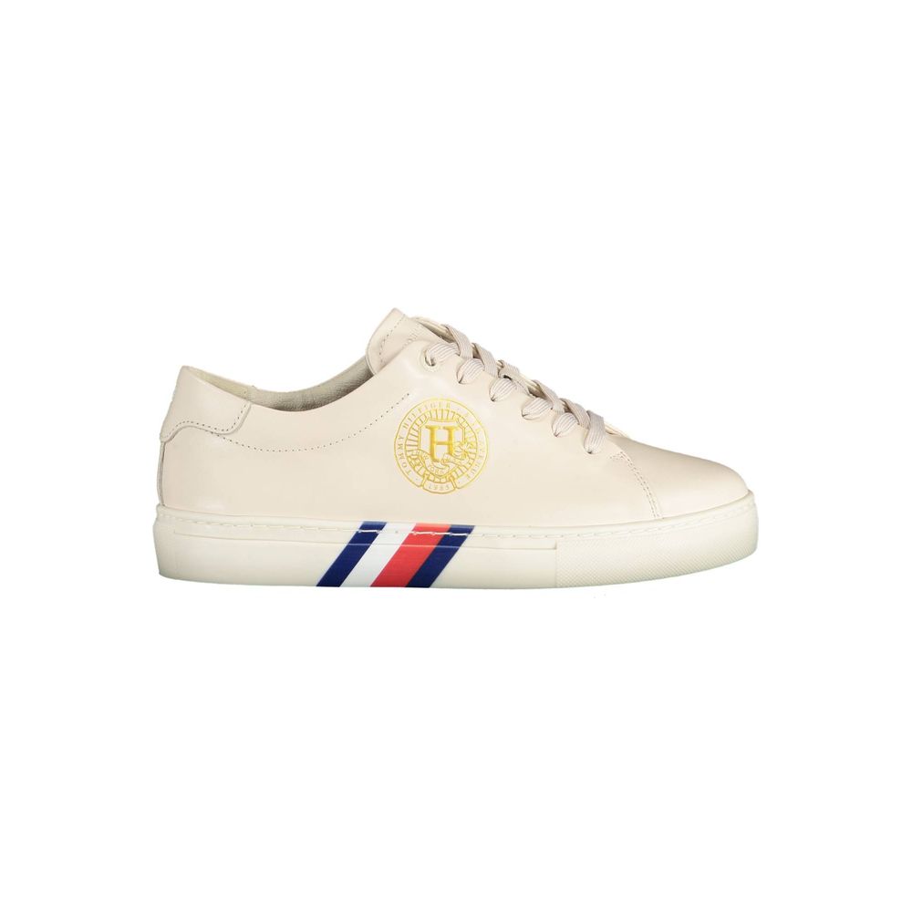 Tommy Hilfiger Beige Leather Women Sneaker - Zeiniez