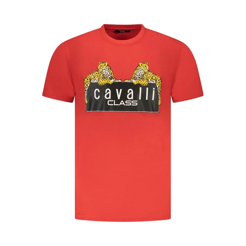 Cavalli Class Rosso Cotton Men T-Shirt - Zeiniez