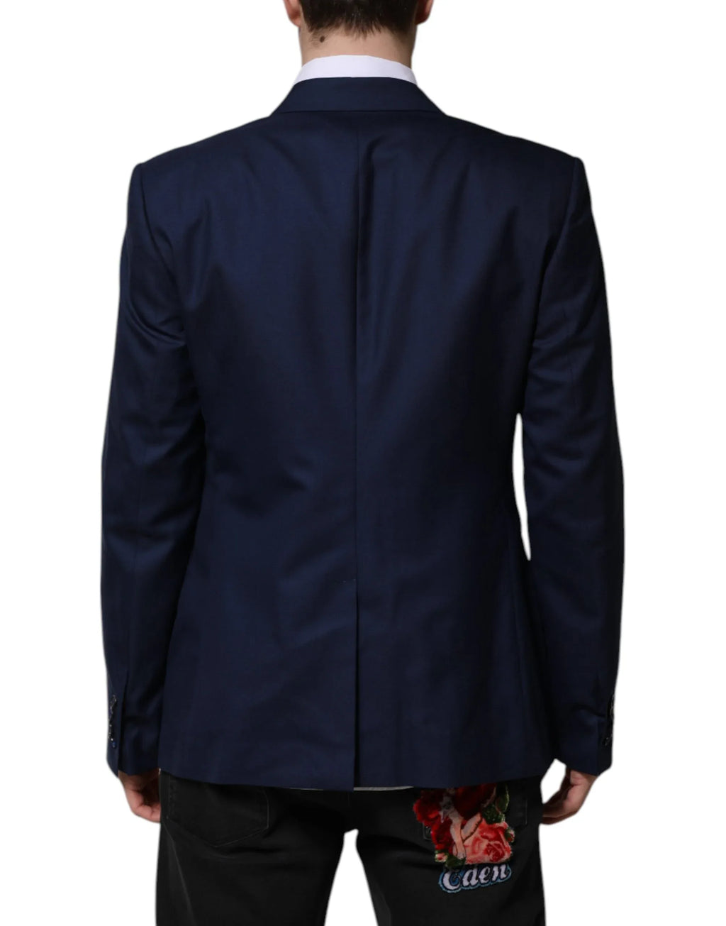 Dolce & Gabbana Blue Wool Single Breasted Suit Coat Blazer - Zeiniez