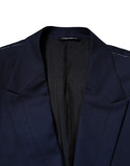 Dolce & Gabbana Blue Wool Single Breasted Suit Coat Blazer - Zeiniez