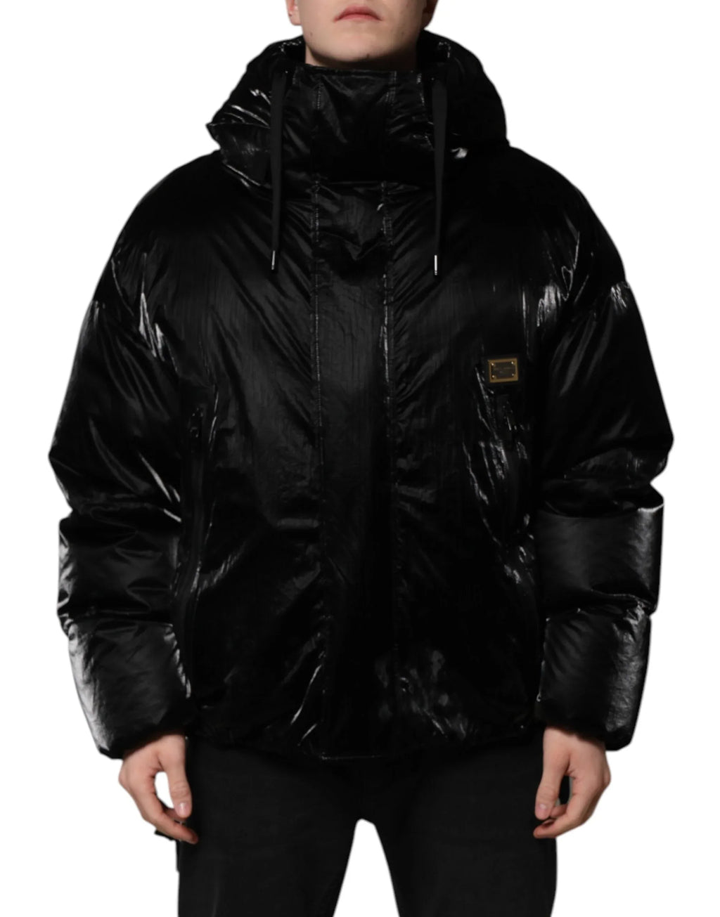 Dolce & Gabbana Black Logo Full Zip Hooded Quilted Jacket - Zeiniez