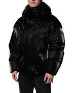 Dolce & Gabbana Black Logo Full Zip Hooded Quilted Jacket - Zeiniez