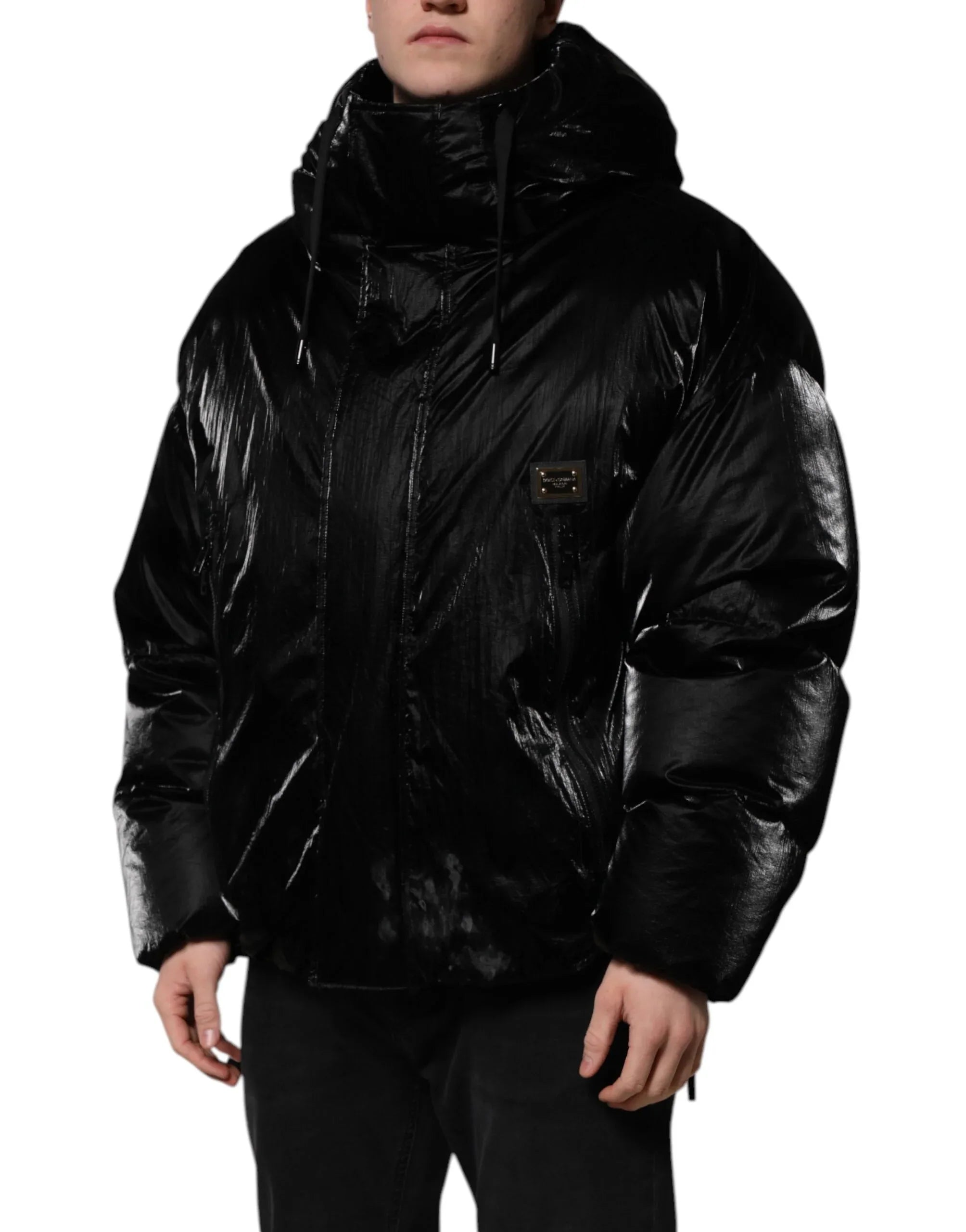 Dolce & Gabbana Black Logo Full Zip Hooded Quilted Jacket - Zeiniez