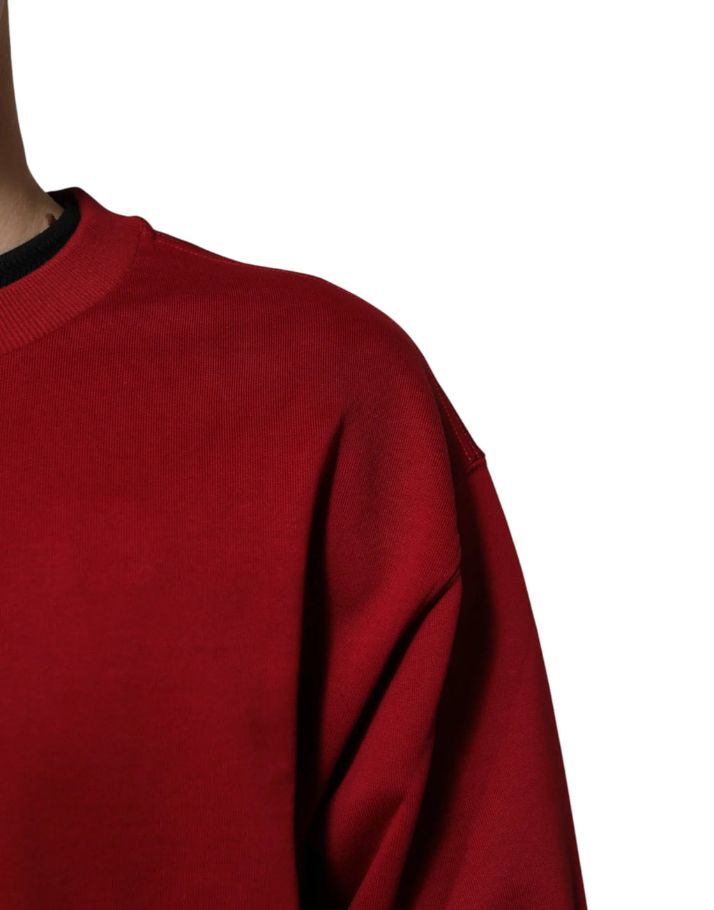 Dolce & Gabbana Red Embossed Logo Cotton Crew Neck Sweater - Zeiniez