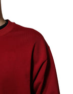 Dolce & Gabbana Red Embossed Logo Cotton Crew Neck Sweater - Zeiniez
