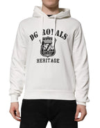 Dolce & Gabbana White Cotton DG ROYAL Print Hooded Sweater - Zeiniez