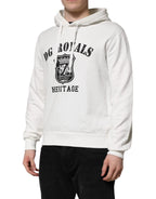 Dolce & Gabbana White Cotton DG ROYAL Print Hooded Sweater - Zeiniez