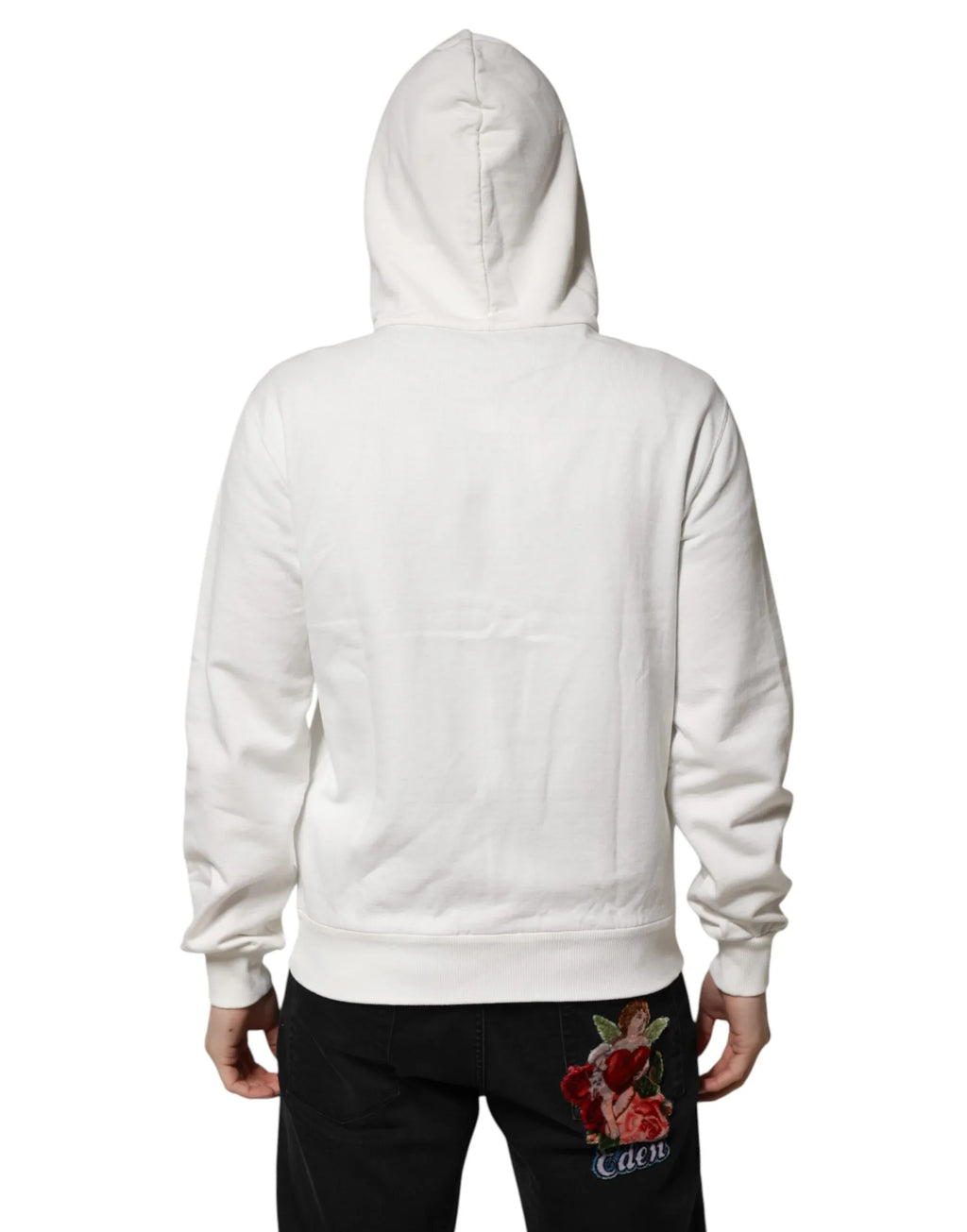 Dolce & Gabbana White Cotton DG ROYAL Print Hooded Sweater - Zeiniez
