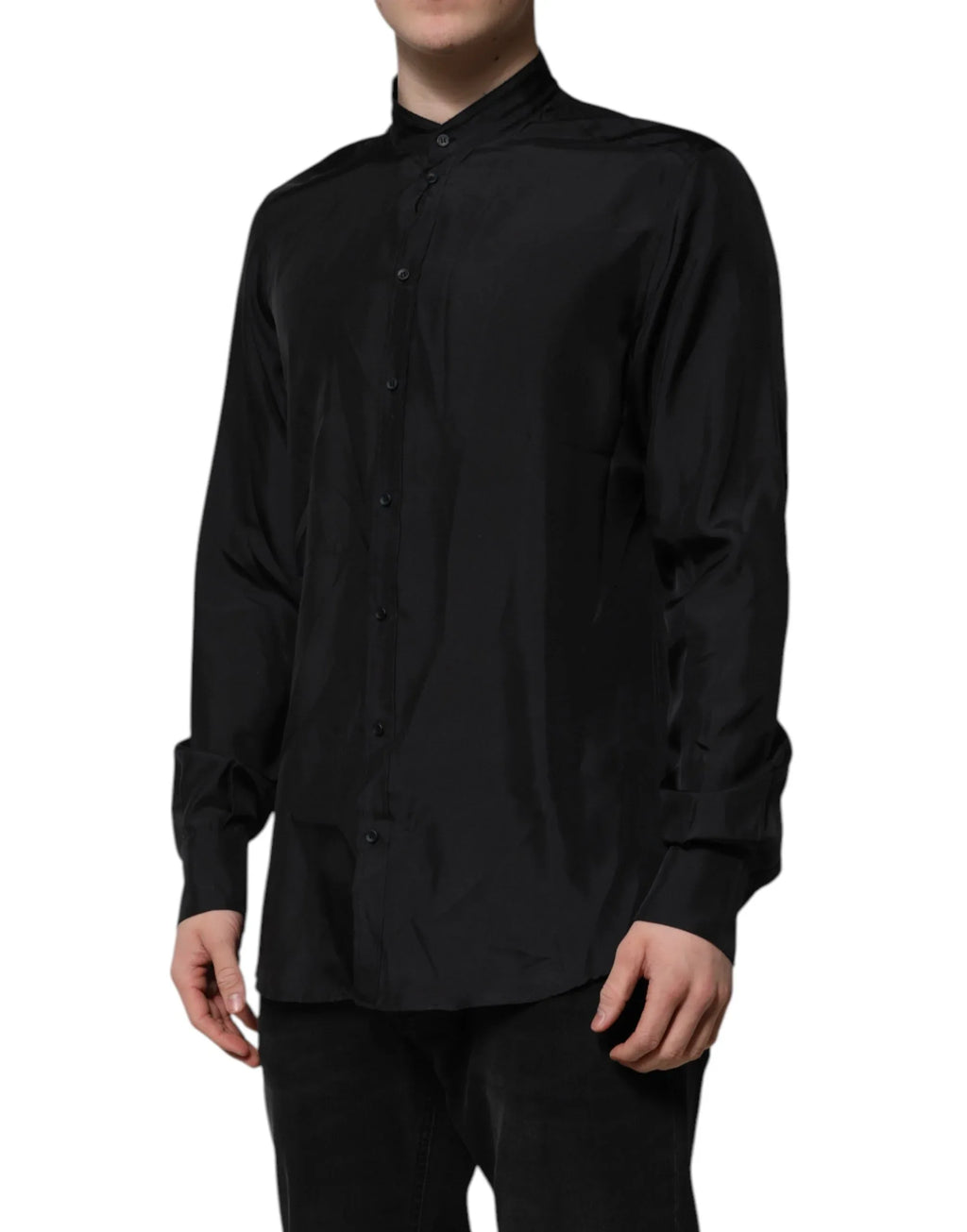 Dolce & Gabbana Dark Blue Silk MARTINI Men Formal Dress Shirt - Zeiniez