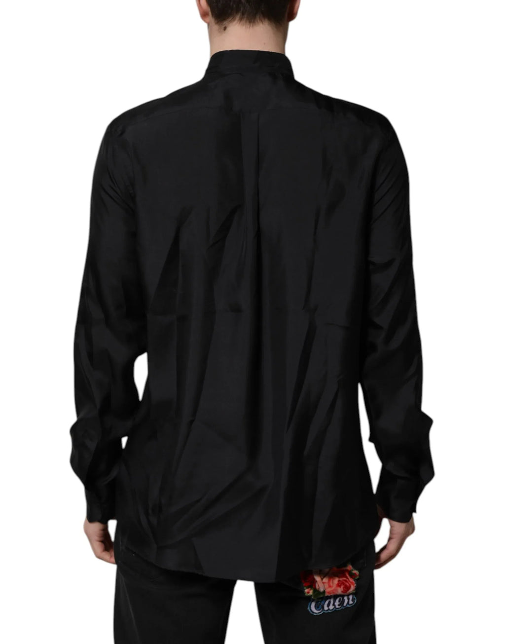 Dolce & Gabbana Dark Blue Silk MARTINI Men Formal Dress Shirt - Zeiniez