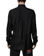 Dolce & Gabbana Dark Blue Silk MARTINI Men Formal Dress Shirt - Zeiniez