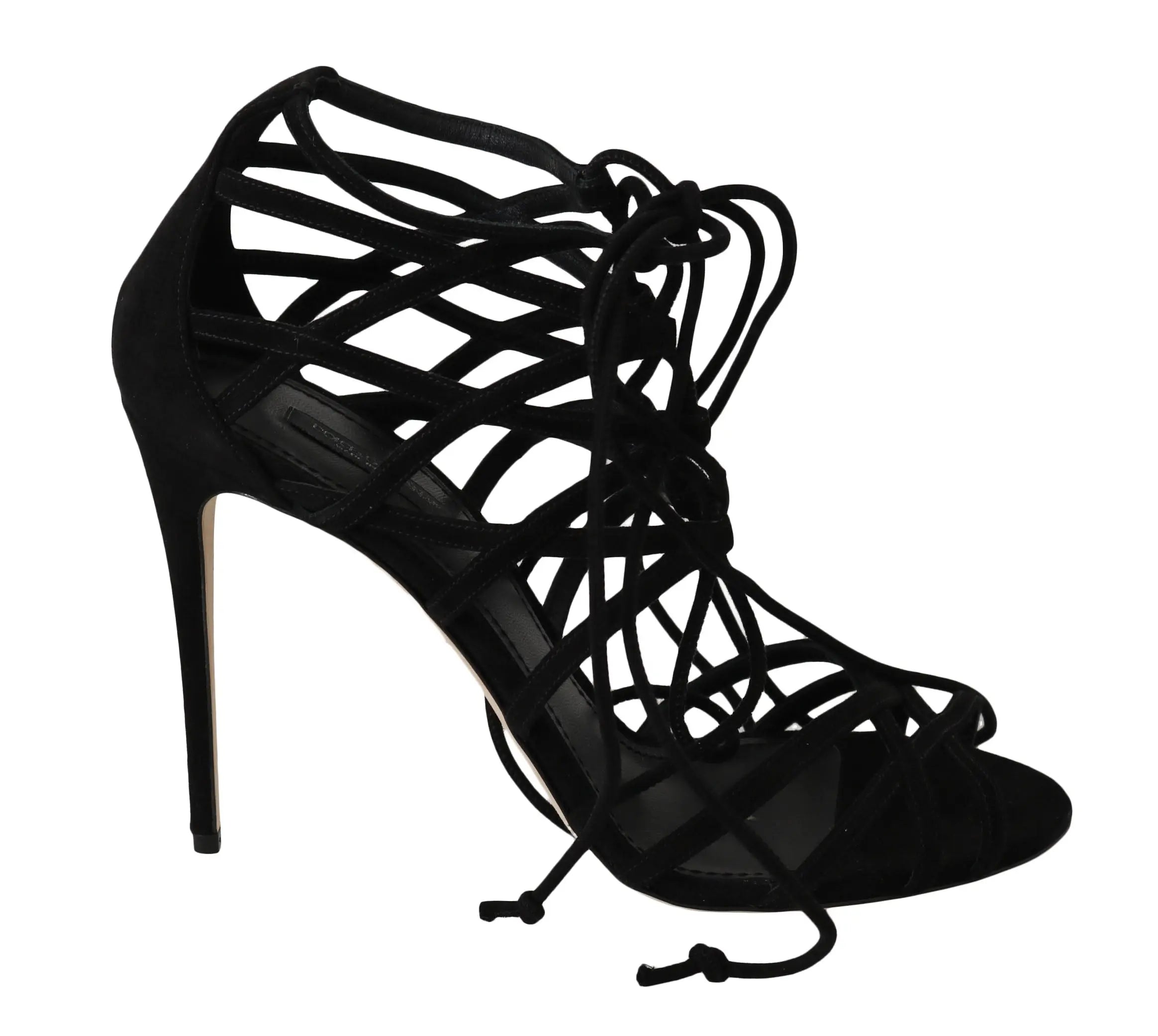 Dolce & Gabbana Black Suede Strap Stilettos Sandals - Zeiniez