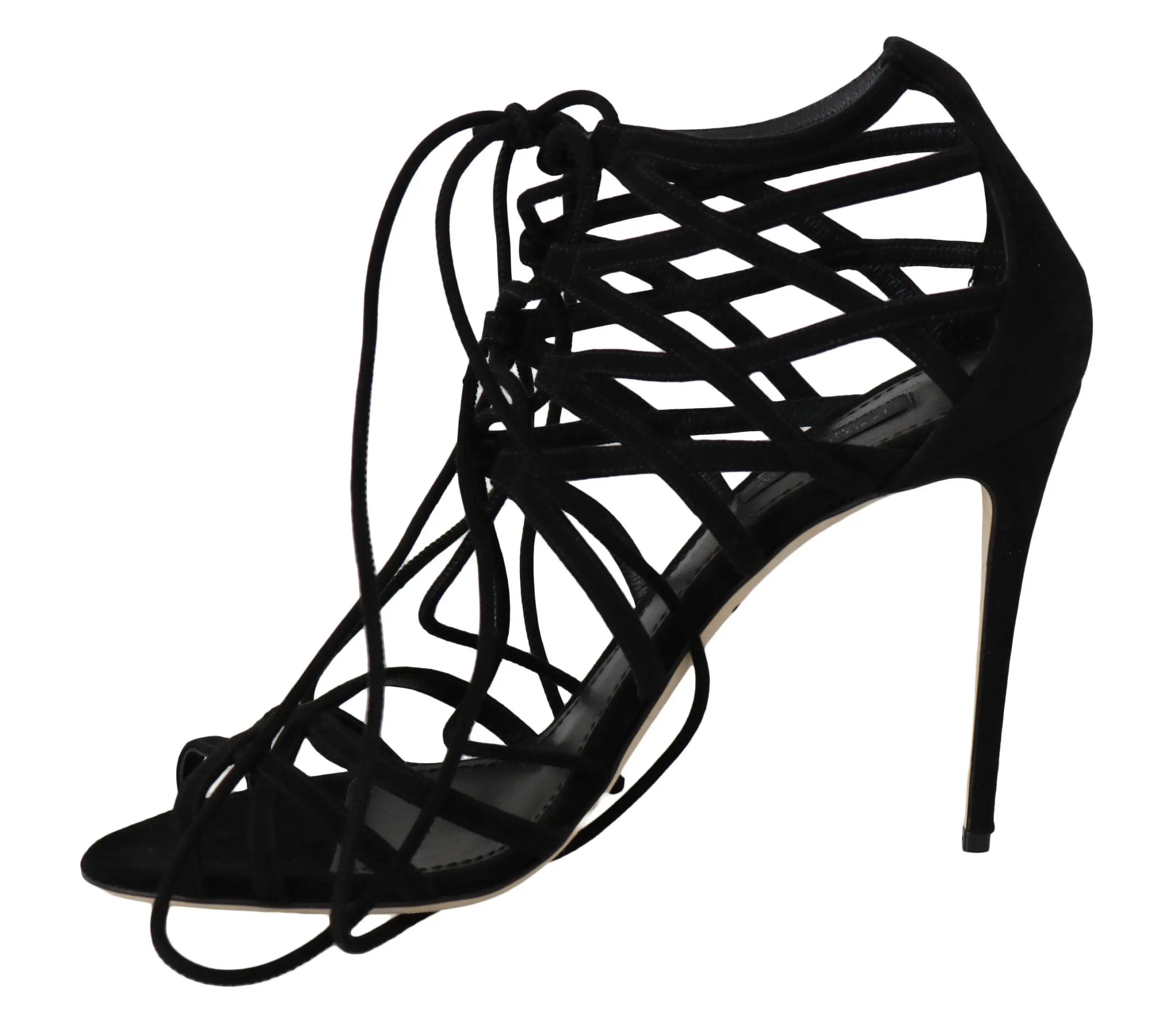 Dolce & Gabbana Black Suede Strap Stilettos Sandals - Zeiniez